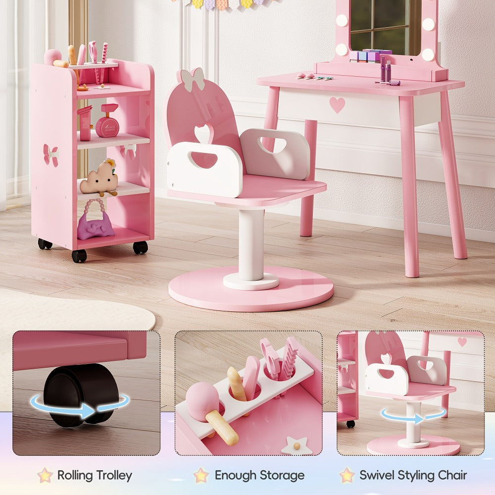 Kids Pretend Play Set with Lighted Mirror for Practical Everyday Home Use in Kids' Room detail image