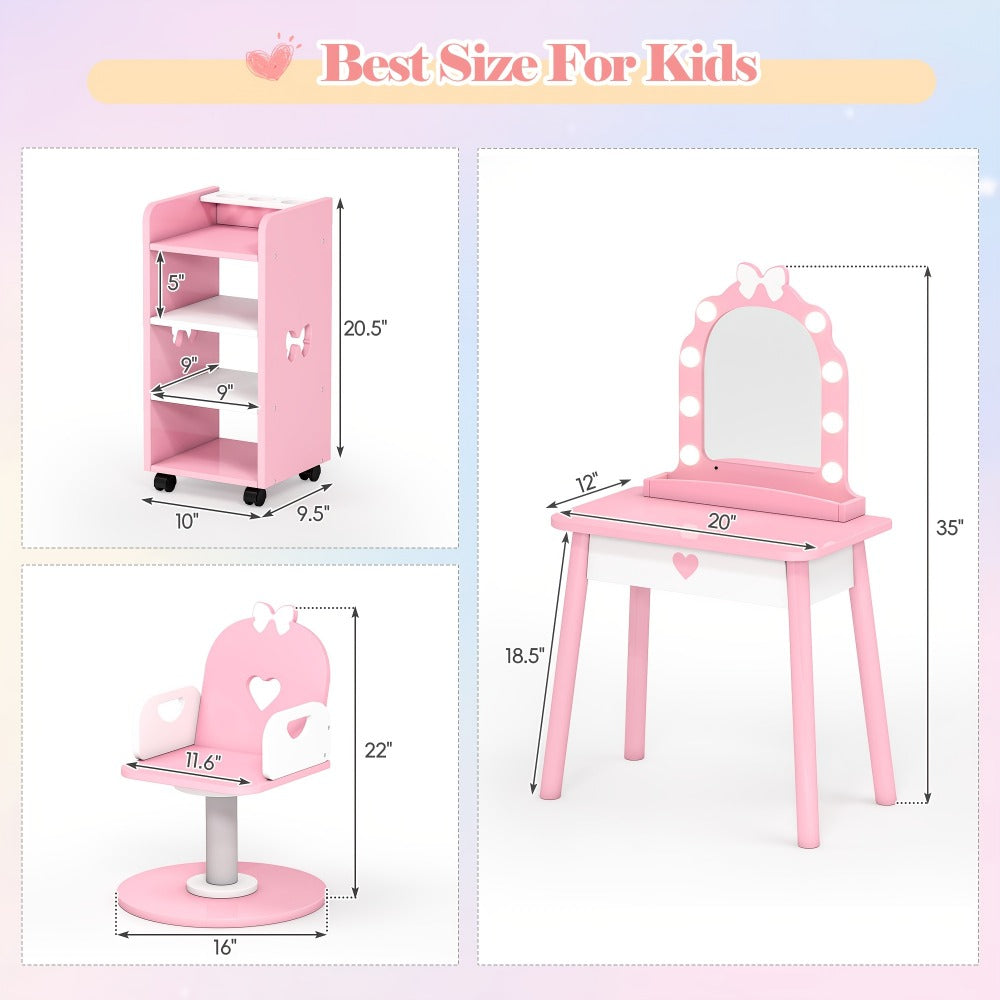 Kids Pretend Play Set with Lighted Mirror for Practical Everyday Home Use in Kids' Room detail image - detail view 3