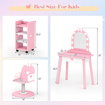 Kids Pretend Play Set with Lighted Mirror for Practical Everyday Home Use in Kids' Room detail image - detail view 3
