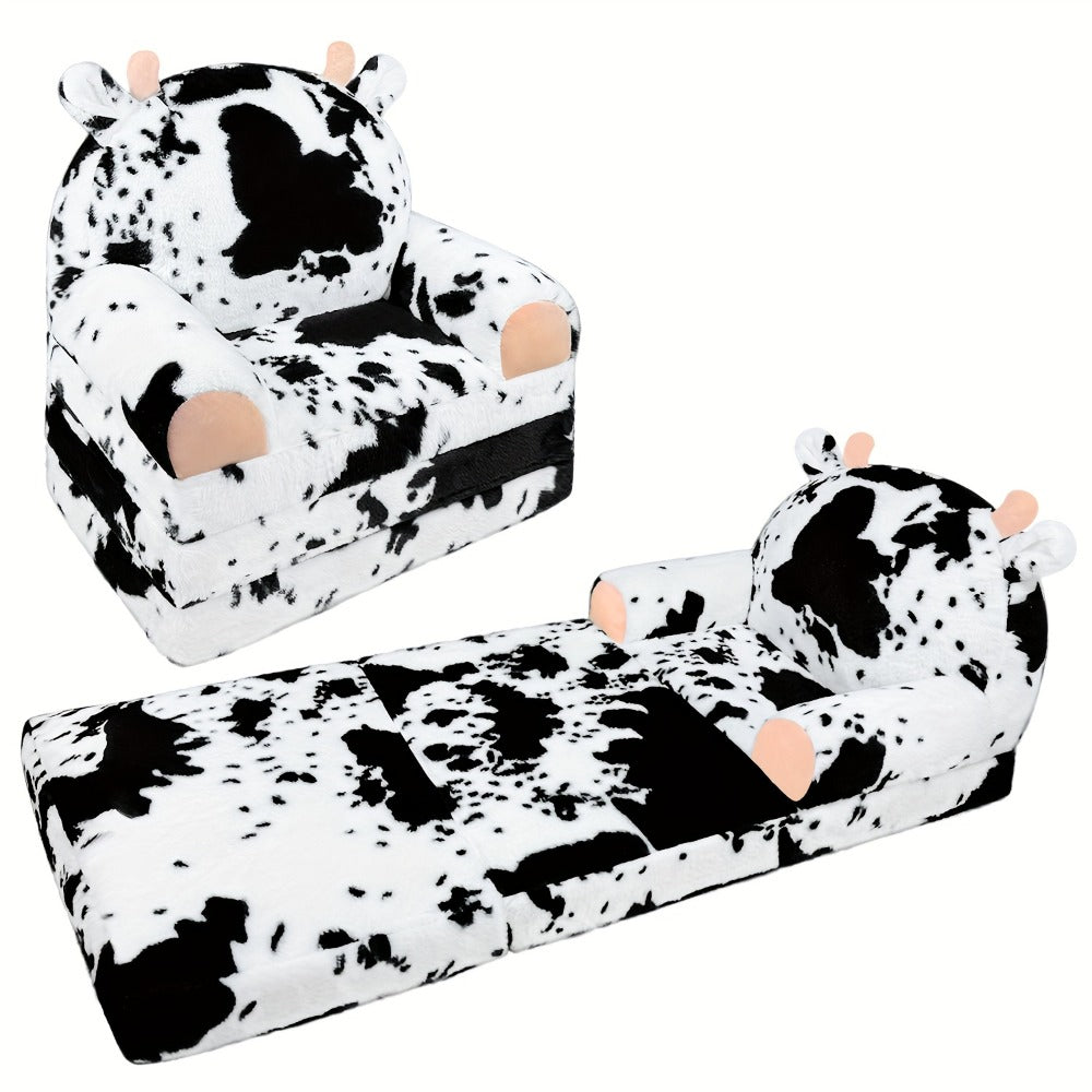 Kids Recliner Chair, Toddler Recliner Chair Plush Cow Print with Removable Washable Cover shown in the main product view