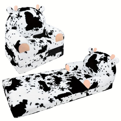 Kids Recliner Chair, Toddler Recliner Chair Plush Cow Print with Removable Washable Cover shown in the main product view