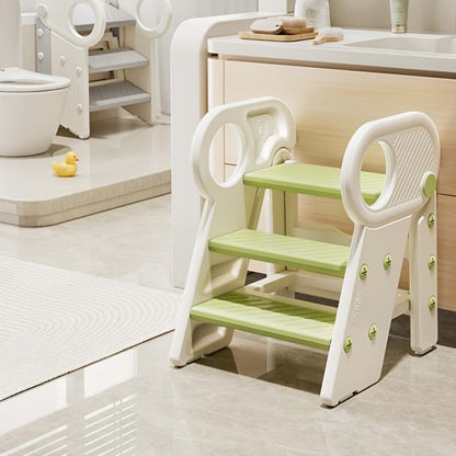 Kids Step Stool for Bathroom Sink & Toilet Potty Training, Adjustable 3-Step Toddler Stool shown in the main product view