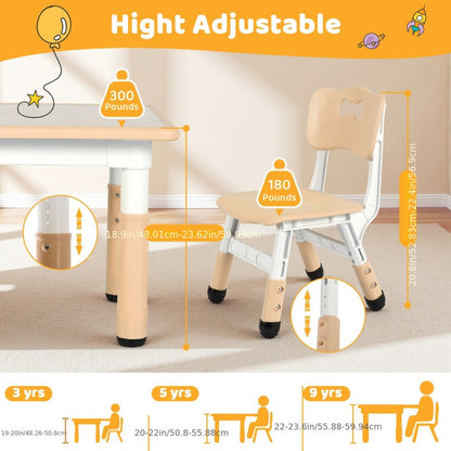 Kids Table And Chair Set with Adjustable Height and Non-Slip Base detail image - detail view 5