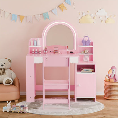 Kids Vanity Set with Lighted Mirror for Dressing and Daily Routines detail image - detail view 3