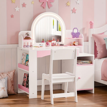 Kids Vanity Set with Lighted Mirror for Dressing and Daily Routines detail image - detail view 4