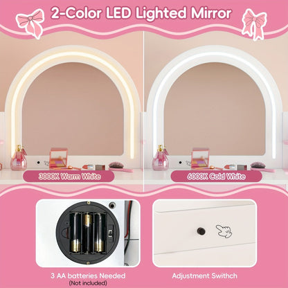 Kids Vanity Set with Lighted Mirror for Dressing and Daily Routines detail image - detail view 7