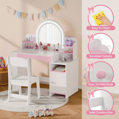 Kids Vanity Set with Lighted Mirror for Dressing and Daily Routines detail image - detail view 8