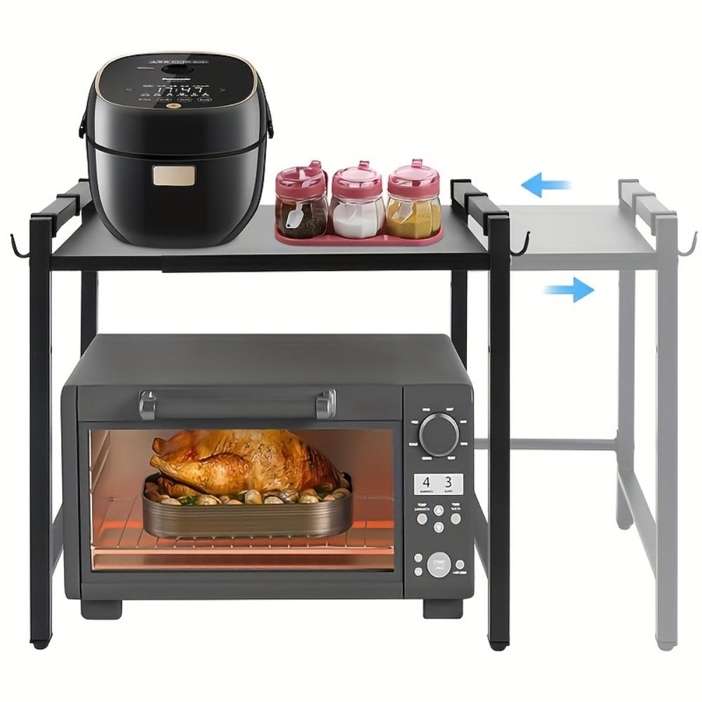 Kitchen Storage Rack, Microwave Oven Countertop Storage Rack - Adjustable Telescopic shown in the main product view