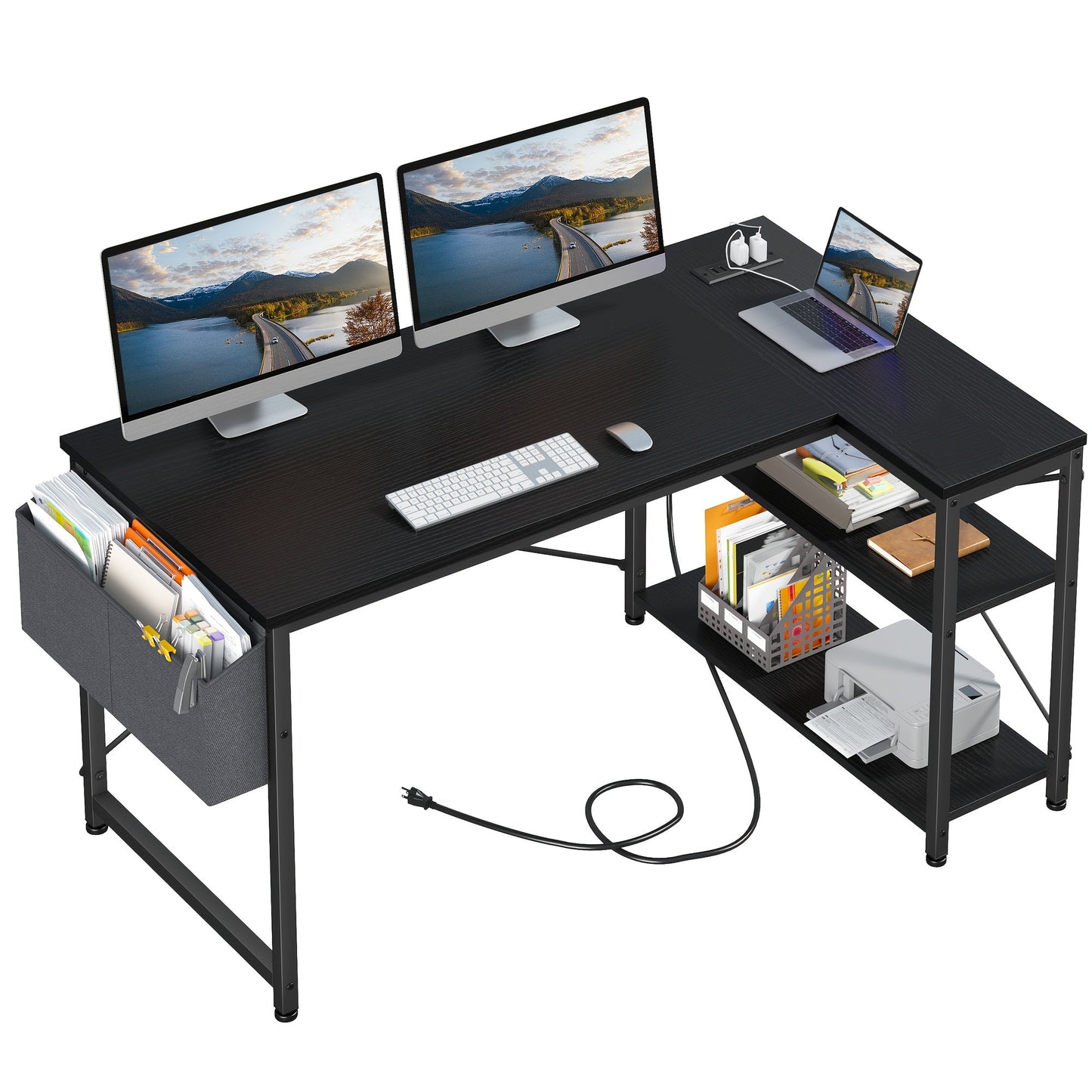 Computer Desk shown in the Black, 48 Inch option
