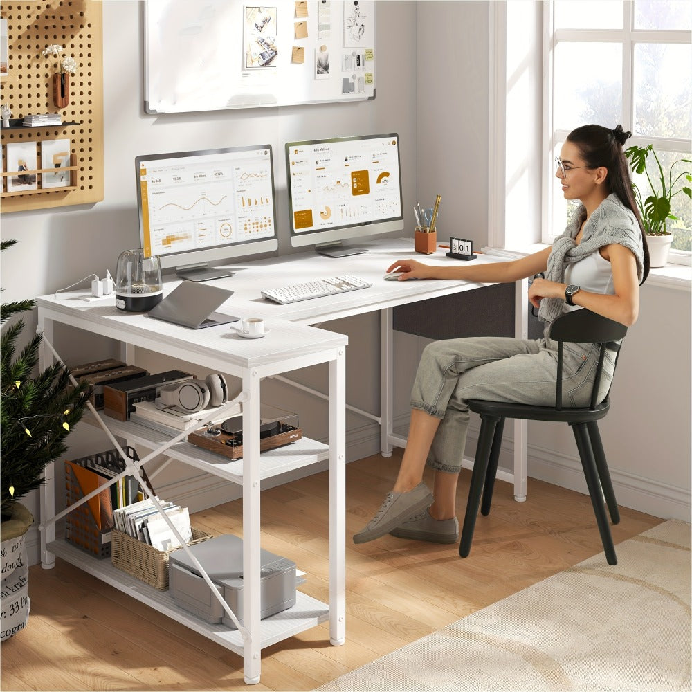 L-Shaped Computer Desk with Charging Station, PC Work Desk for Home Office detail image - detail view 14