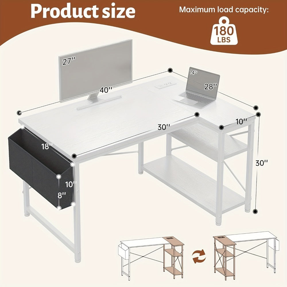 L-Shaped Computer Desk with Charging Station, PC Work Desk for Home Office detail image - detail view 15
