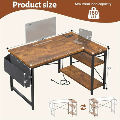 L-Shaped Computer Desk with Charging Station, PC Work Desk for Home Office detail image - detail view 22