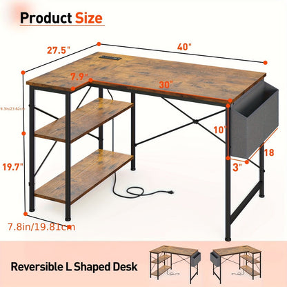 L-Shaped Computer Desk with Charging Station, PC Work Desk for Home Office detail image - detail view 27