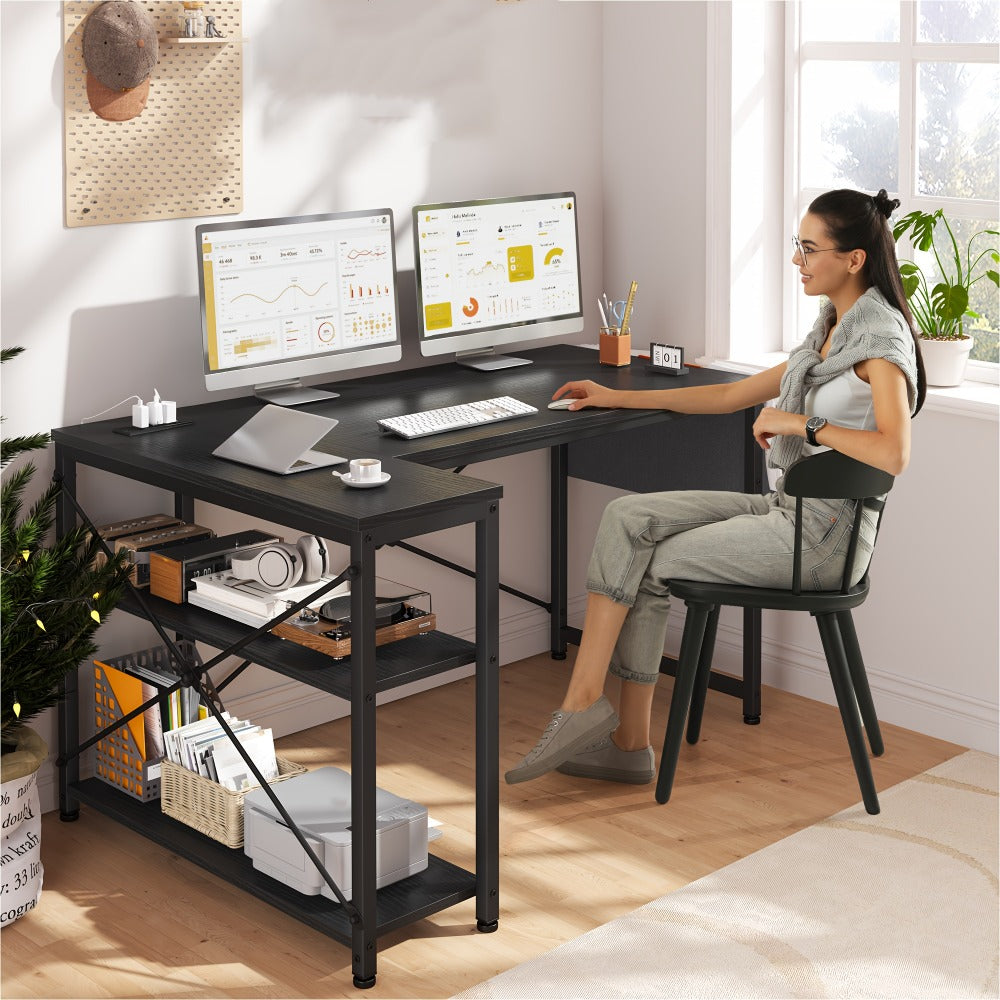 L-Shaped Computer Desk with Charging Station, PC Work Desk for Home Office detail image - detail view 6
