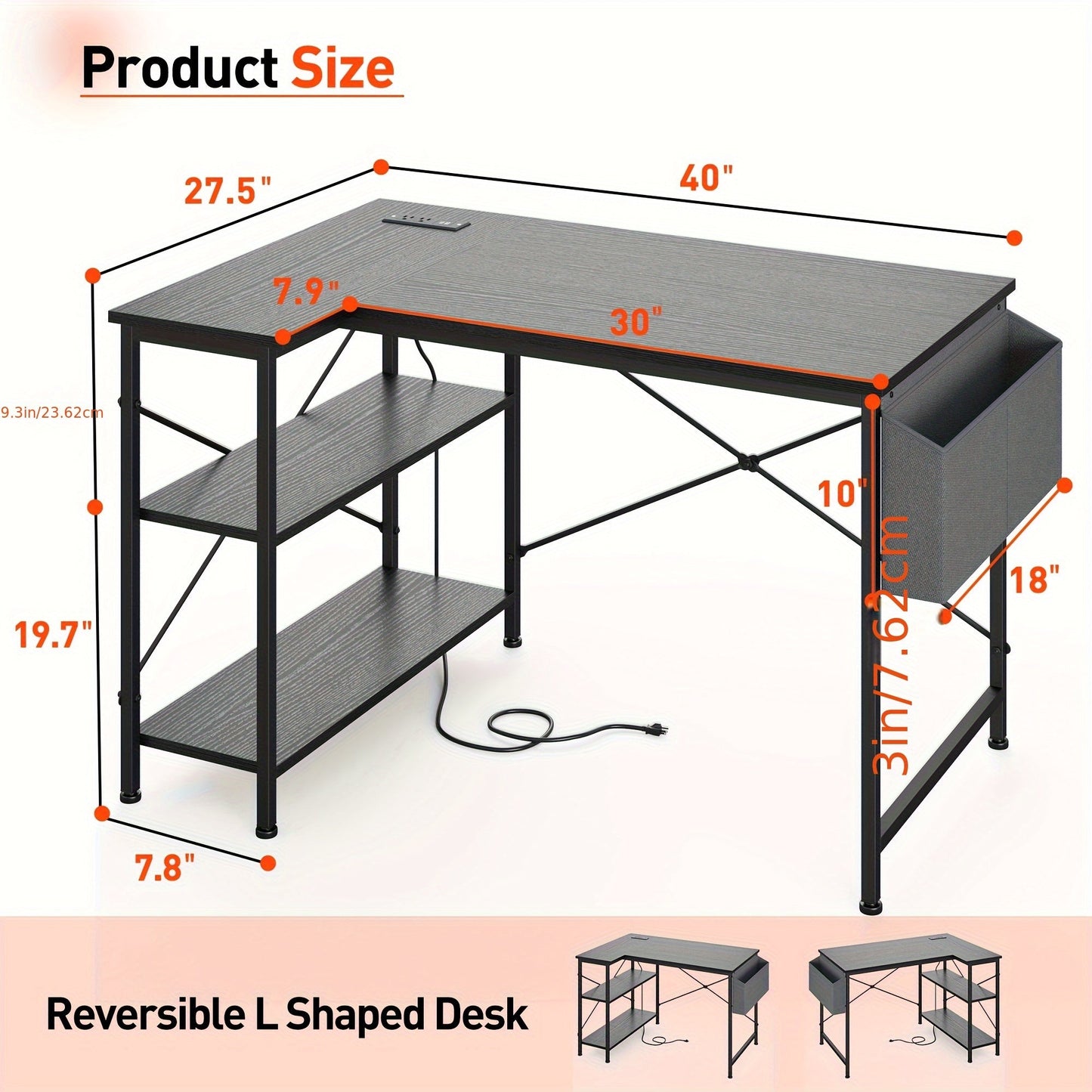 Gaming Desk shown in the 40" Black option
