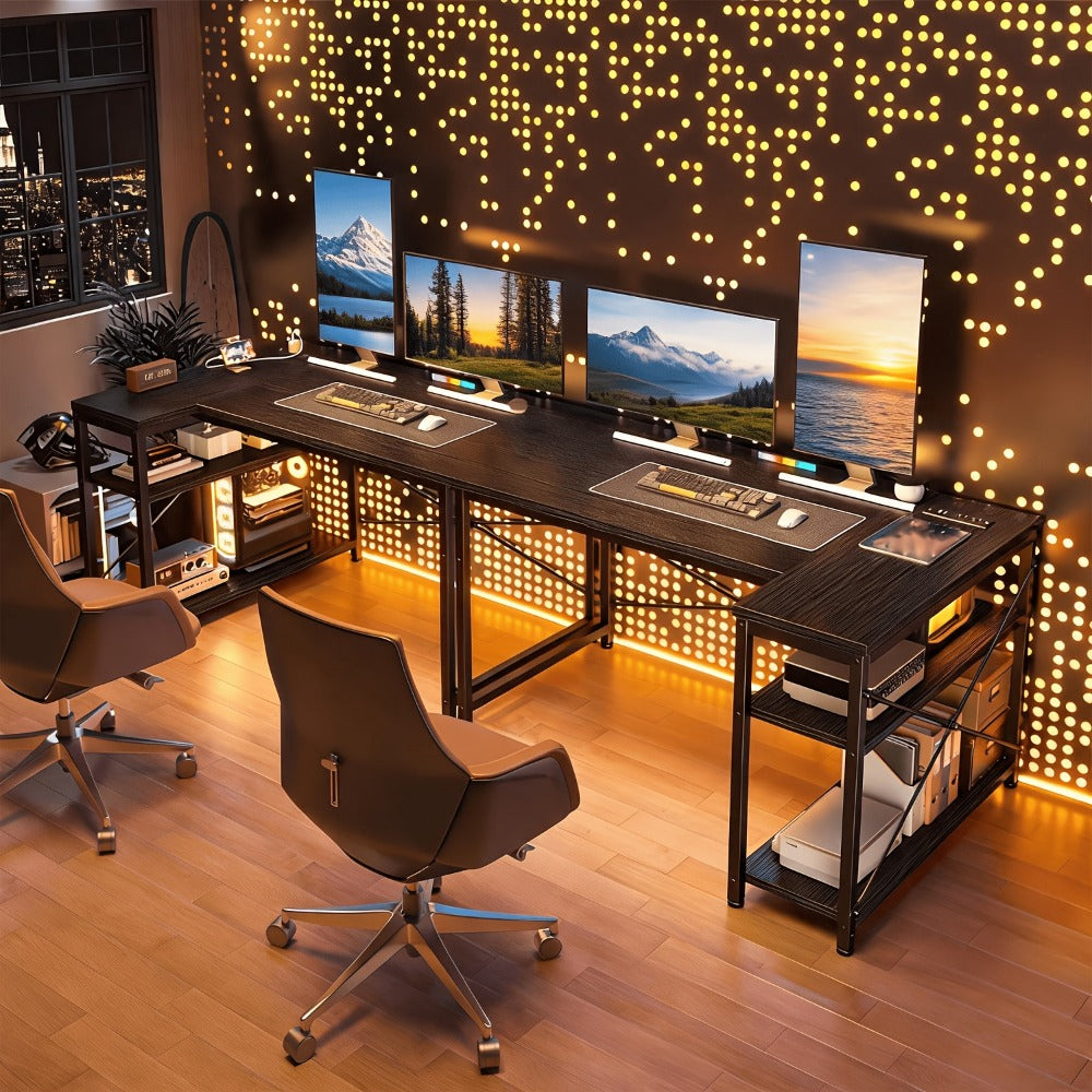 L-Shaped Gaming Desk with Charging Station and LED Lighting for Home Office detail image - detail view 16