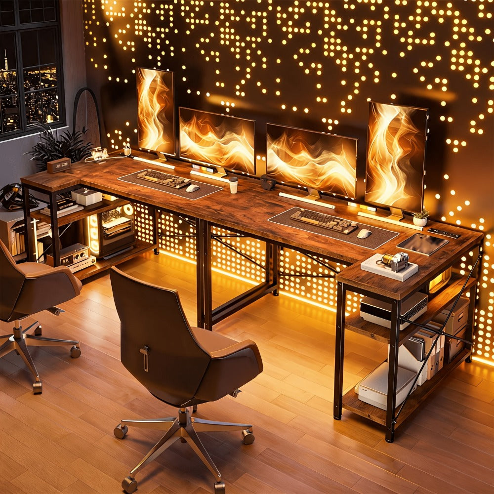 L-Shaped Gaming Desk with Charging Station and LED Lighting for Home Office detail image - detail view 20
