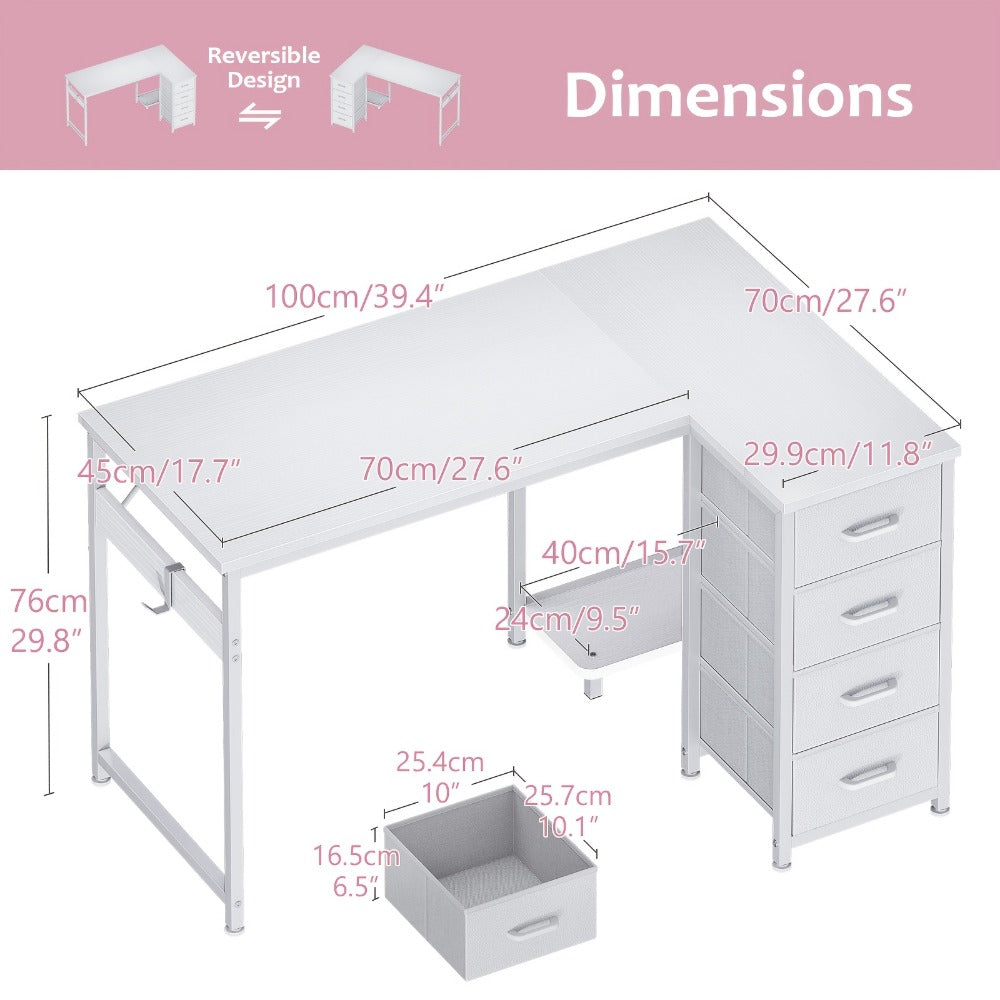 L-Shaped L Shaped Desk for Work, Display, and Everyday Use in Bedroom detail image - detail view 3