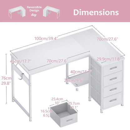 L-Shaped L Shaped Desk for Work, Display, and Everyday Use in Bedroom detail image - detail view 3