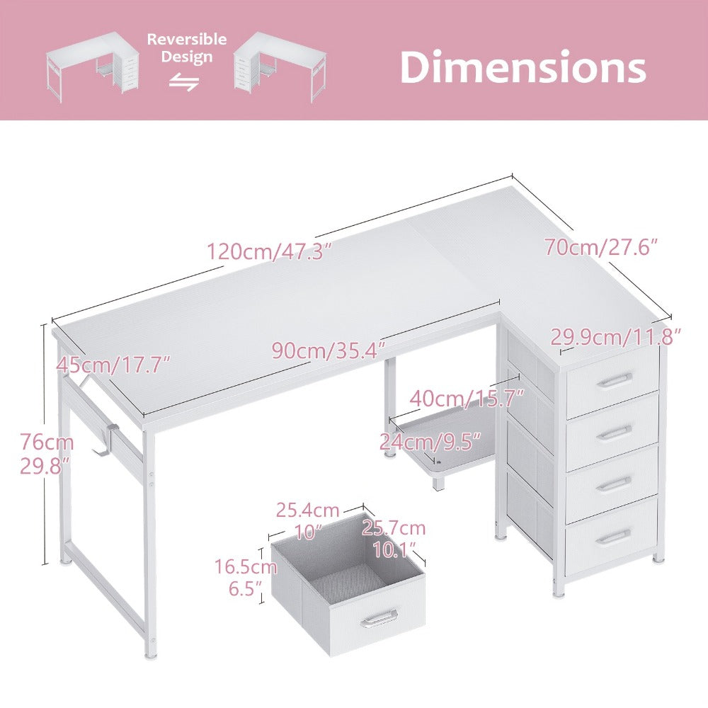 L-Shaped L Shaped Desk for Work, Display, and Everyday Use in Bedroom detail image - detail view 8