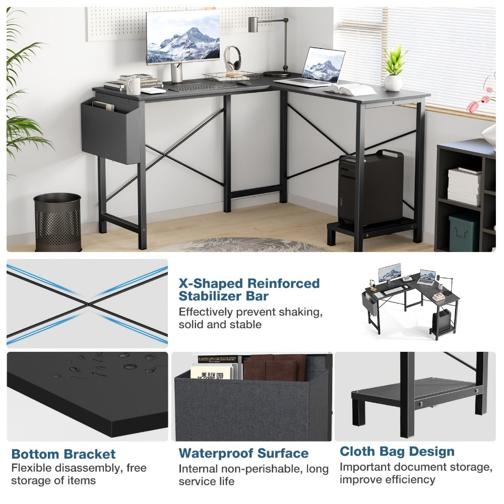 L-Shaped Wood Computer Desk with Storage Pocket for Work, Display, and Everyday Use detail image - detail view 15