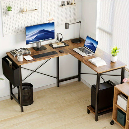 L-Shaped Wood Computer Desk with Storage Pocket for Work, Display, and Everyday Use detail image - detail view 9