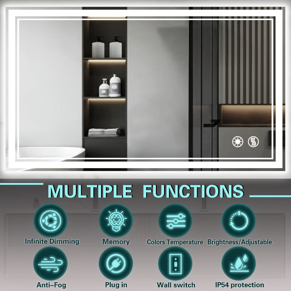 LED Bathroom Vanity Mirror with Anti-Fog Function and Dimmable Lighting detail image