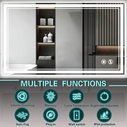 LED Bathroom Vanity Mirror with Anti-Fog Function and Dimmable Lighting detail image