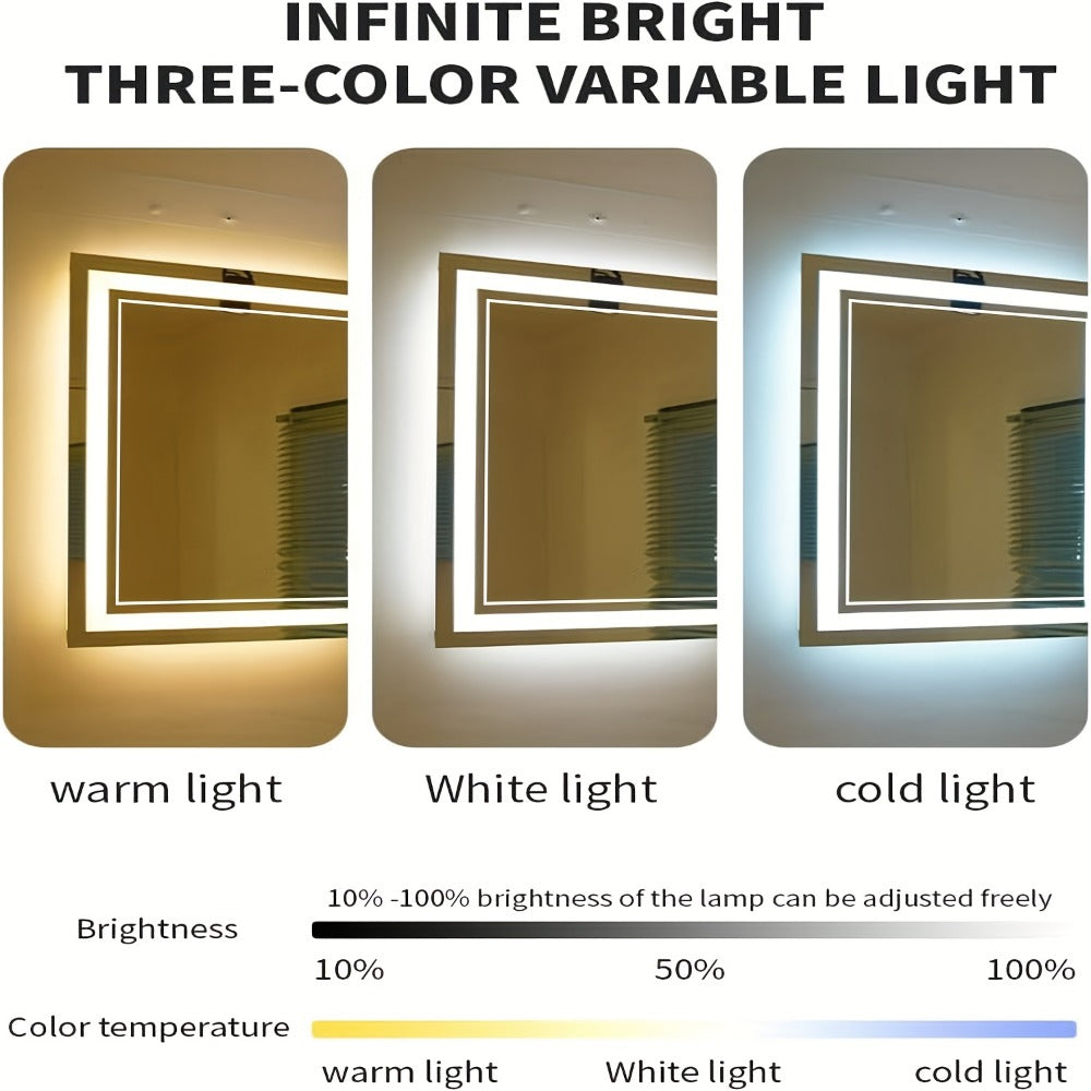 LED Bathroom Vanity Mirror with Anti-Fog Function and Dimmable, with Multiple Size Options detail image