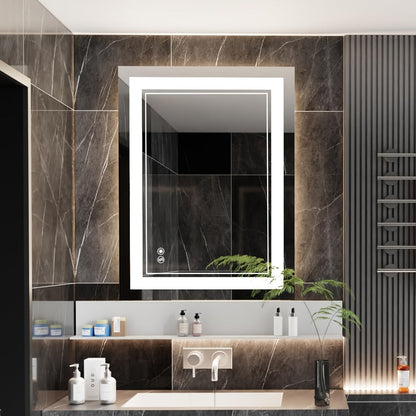 LED Bathroom Mirror, Anti-Fog Dimmable with 3 Color Lights, Front & Backlit Smart Mirror shown in the main product view