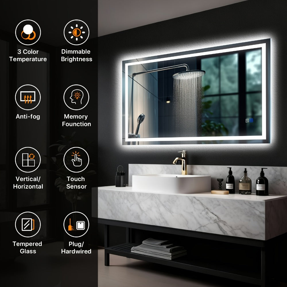 LED Bathroom Vanity Mirror with Anti-Fog Function for Dressing and Daily Routines detail image - detail view 14
