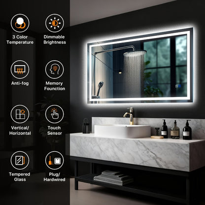 LED Bathroom Vanity Mirror with Anti-Fog Function for Dressing and Daily Routines detail image - detail view 14