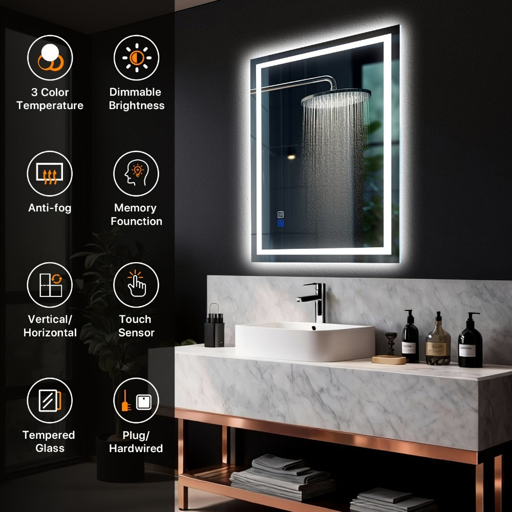 LED Bathroom Vanity Mirror with Anti-Fog Function for Dressing and Daily Routines detail image