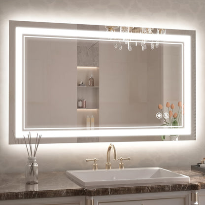 LED Bathroom Mirror shown in the 24X36''Horizontal/Vertical option