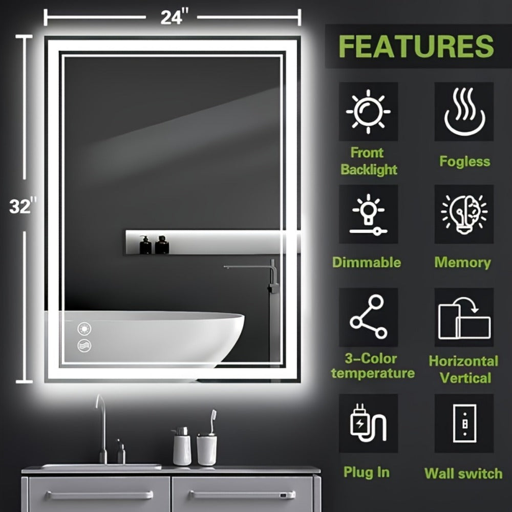 LED Bathroom Vanity Mirror with Anti-Fog Function for Dressing, with Multiple Size Options detail image - detail view 4