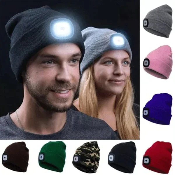LED Beanie Light with Built-In Rechargeable Headlamp Hat