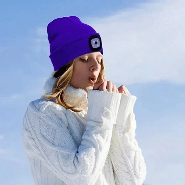 LED Beanie Light with Built-In Rechargeable Headlamp Hat
