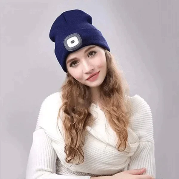 LED Beanie Light with Built-In Rechargeable Headlamp Hat