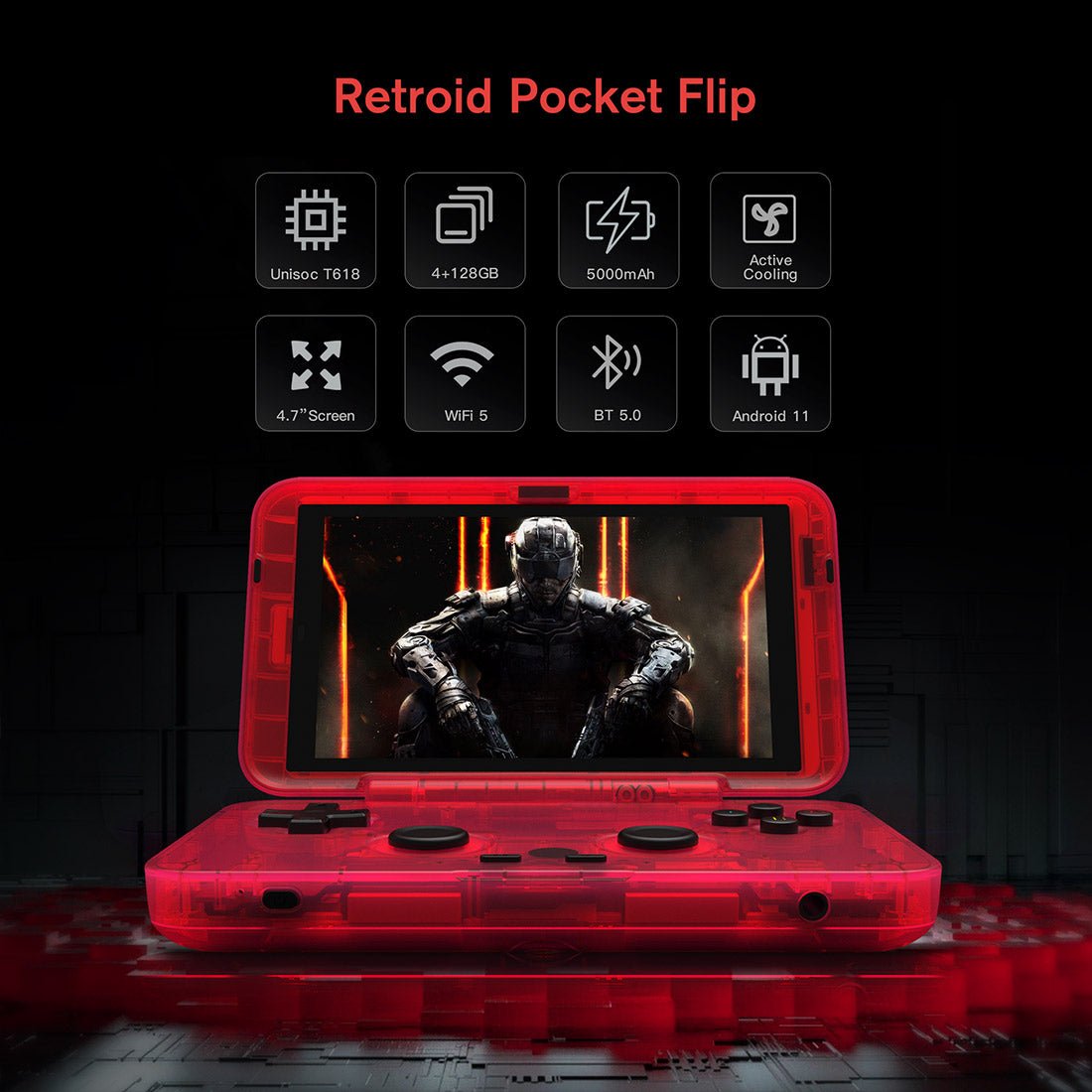 Retroid Pocket Flip 2 Handheld Game Console – Flip AMOLED 5.5" Snapdragon 865 Android 13 Retro Emulator 8GB RAM 128GB Wi-Fi 6 Gaming Device