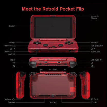 Retroid Pocket Flip 2 Handheld Game Console – Flip AMOLED 5.5" Snapdragon 865 Android 13 Retro Emulator 8GB RAM 128GB Wi-Fi 6 Gaming Device