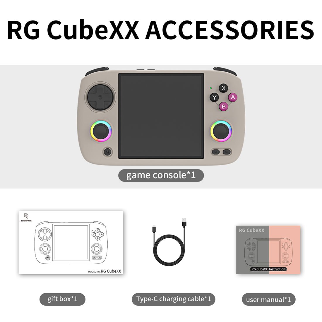 Anbernic RG CubeXX Retro Handheld Game Console - Unique Square 3.95" IPS 720x720 RGB Linux 30 Emulators 3800mAh Portable Gaming