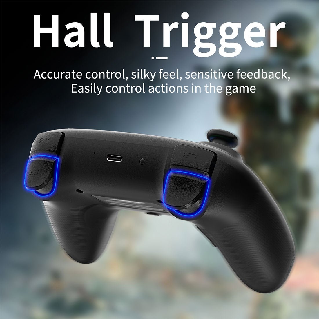 Anbernic RG P01 Bluetooth Game Controller - Hall Effect Joystick Trigger RGB Gyroscope 1000Hz Multi-Platform Wireless Gamepad 600mAh 3 Colors