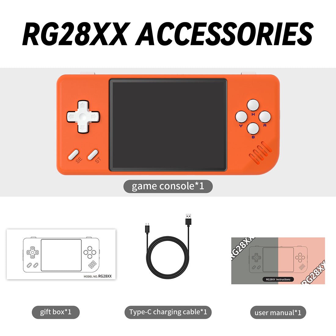 Anbernic RG28XX Retro Handheld Game Console - Compact Pocket Linux 2.8" IPS HDMI 30 Emulators 3100mAh 122g 4 Colors Portable Gaming