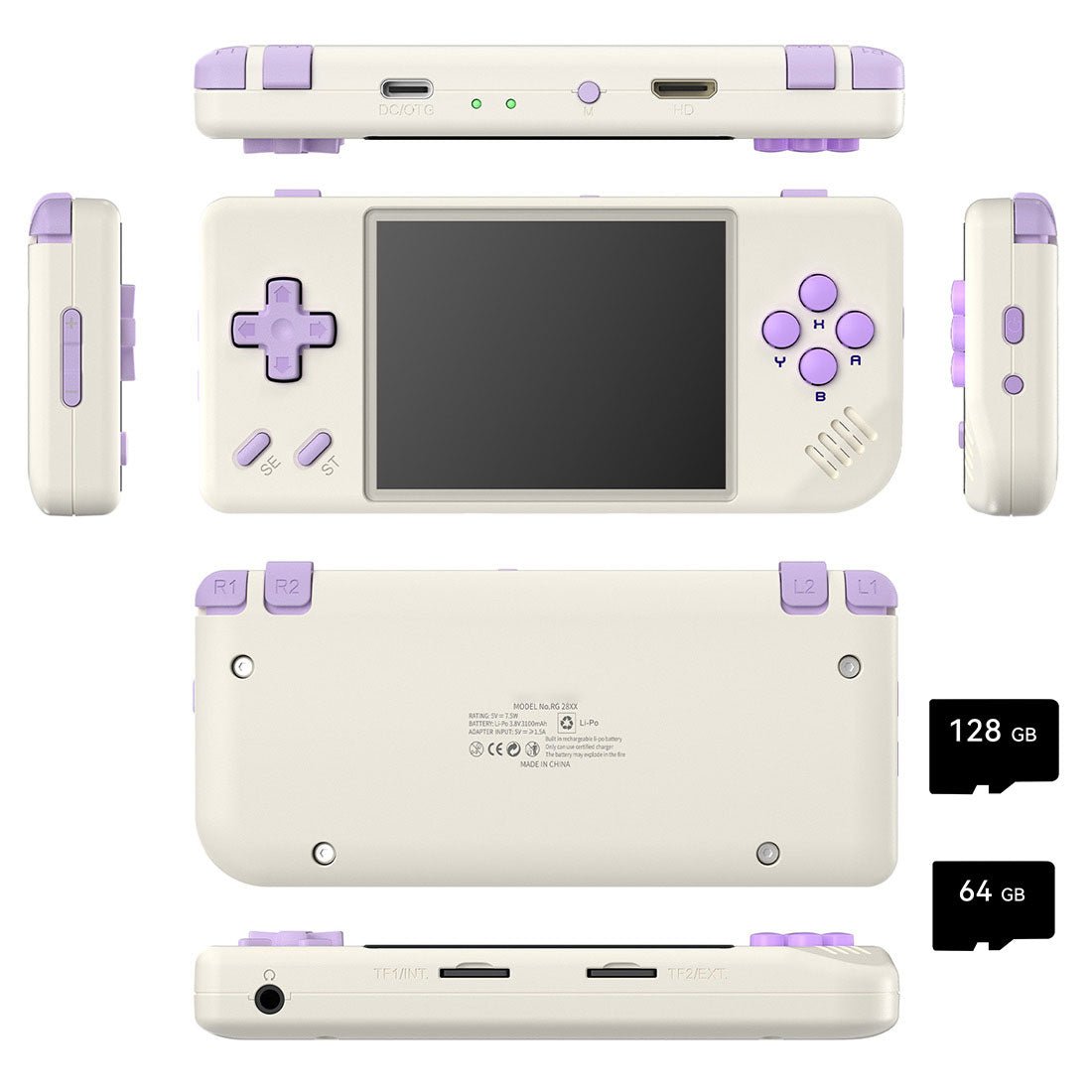 Anbernic RG28XX Retro Handheld Game Console - Compact Pocket Linux 2.8" IPS HDMI 30 Emulators 3100mAh 122g 4 Colors Portable Gaming