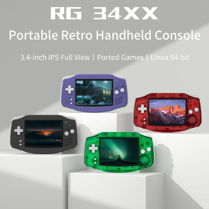 Anbernic RG34XX Retro Handheld Game Console - GBA Style Linux 3.4" IPS 720x480 Mini HDMI 30 Emulators 3500mAh 5 Colors Portable Gaming