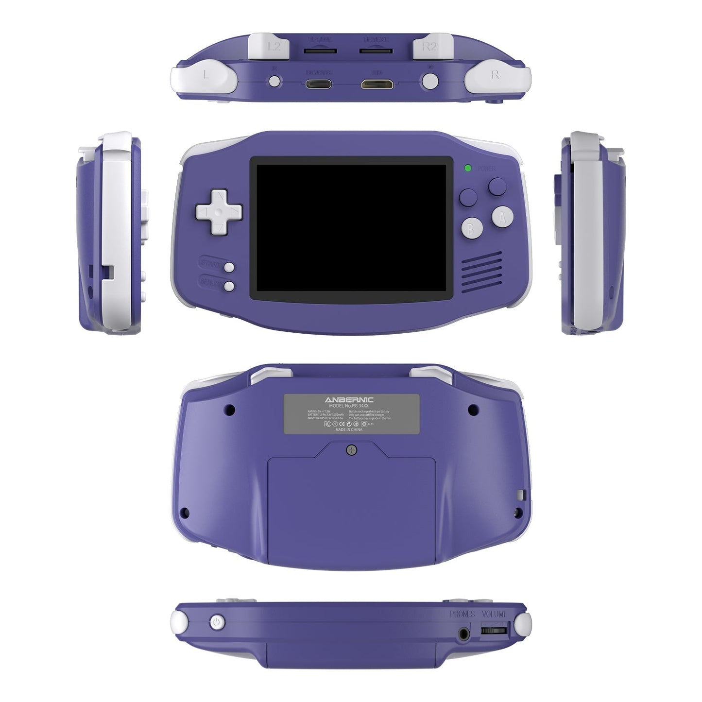 Anbernic RG34XX Retro Handheld Game Console - GBA Style Linux 3.4" IPS 720x480 Mini HDMI 30 Emulators 3500mAh 5 Colors Portable Gaming