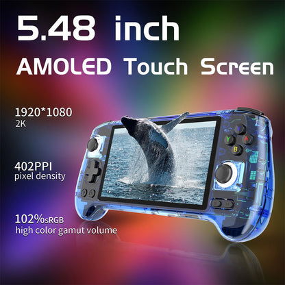 Anbernic RG556 Android 13 AMOLED Retro Handheld Game Console 5.48-Inch 1080p Hall Joystick Active Cooling HDMI 8GB RAM 30+ Emulators PS2 GameCube Premium Gaming Gift