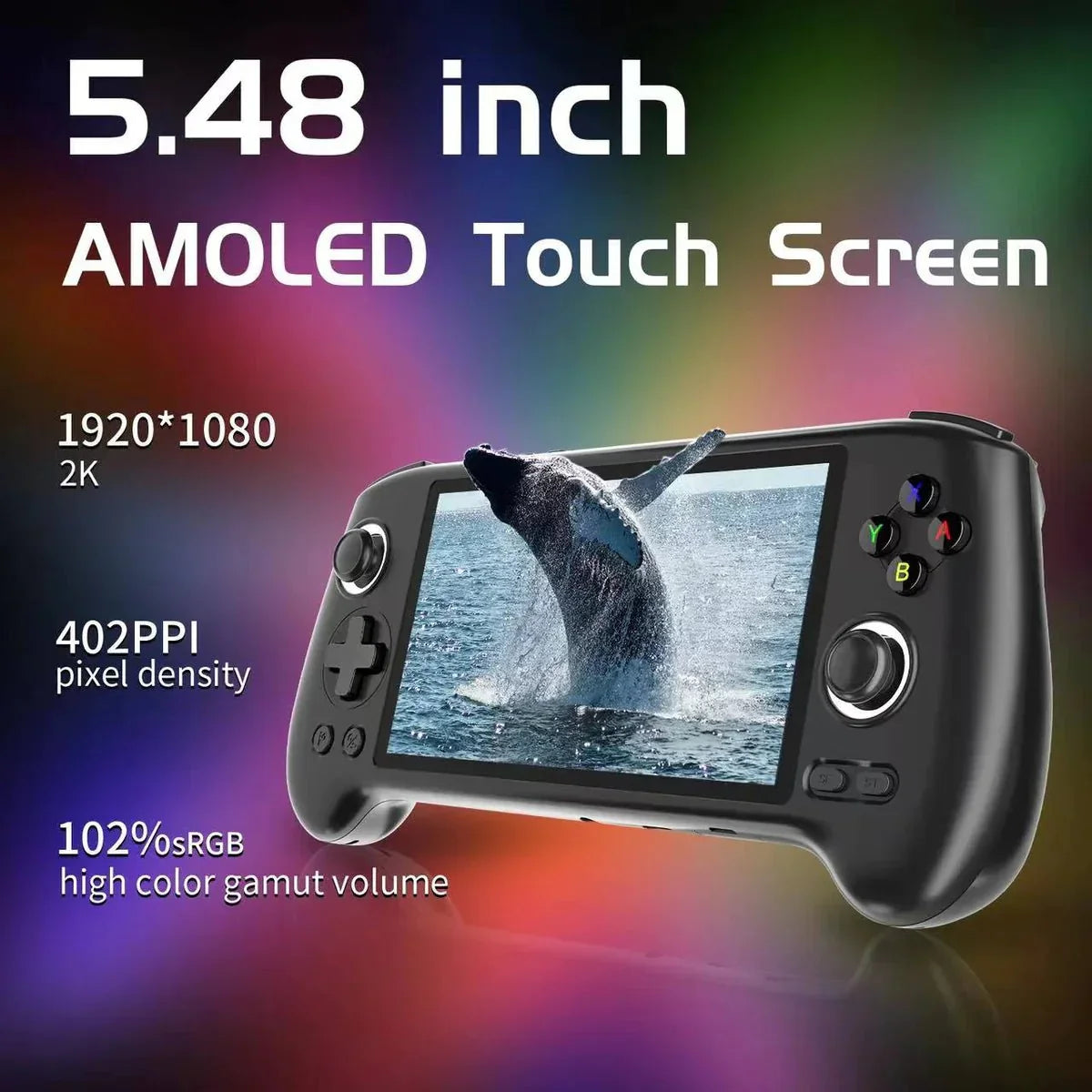 Anbernic RG556 Android 13 AMOLED Retro Handheld Game Console 5.48-Inch 1080p Hall Joystick Active Cooling HDMI 8GB RAM 30+ Emulators PS2 GameCube Premium Gaming Gift