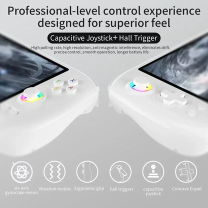 Anbernic RG557 Android 14 AMOLED Retro Handheld Game Console 5.48-Inch 1080p Dimensity 8300 12GB RAM 256GB WiFi 6E 5500mAh Hall Effect Triggers RGB Joystick Gaming Gift