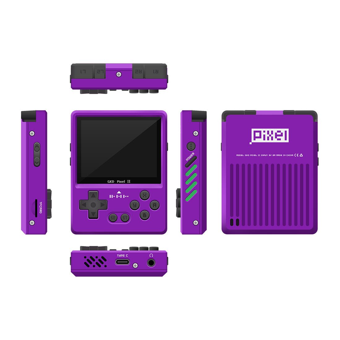 GKD Pixel 2 CNC Aluminum Retro Handheld Game Console 2.4-Inch IPS Full-Lamination OTG Vibration Feedback 64GB Preloaded Games Premium Metal Pocket Gaming Gift